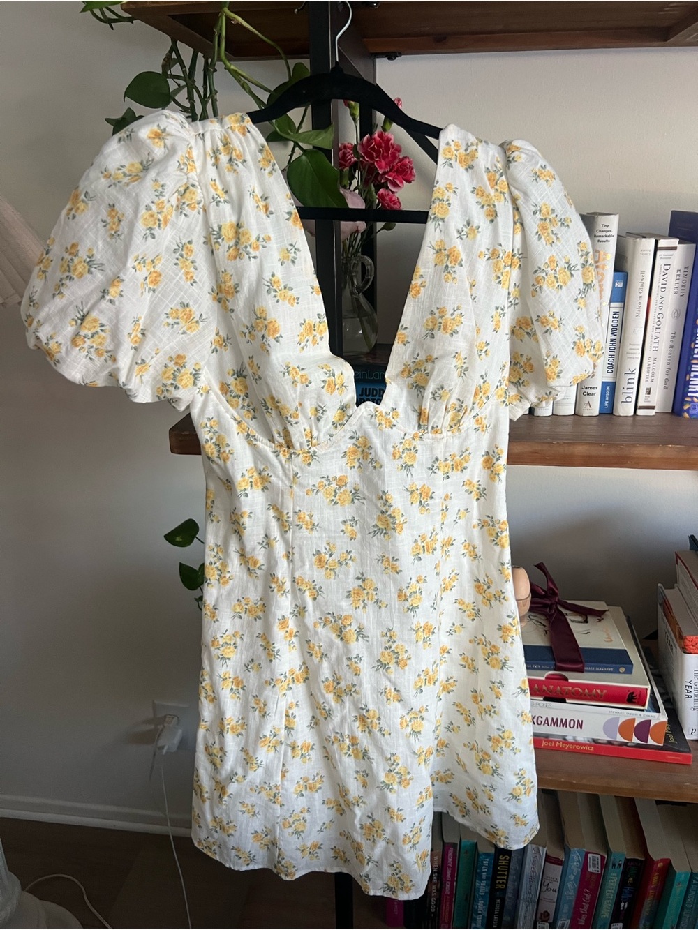 Astr White Mini Dress with Yellow Floral Print